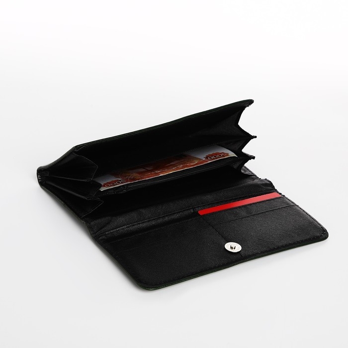 Кошелёк женский на кнопке, цвет тёмно-зелёный