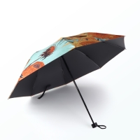 Зонт механический &laquo;Подсолнухи&raquo;, эпонж, 4 сложения, 8 спиц, R = 48/55 см, D = 110 см, цвет МИКС