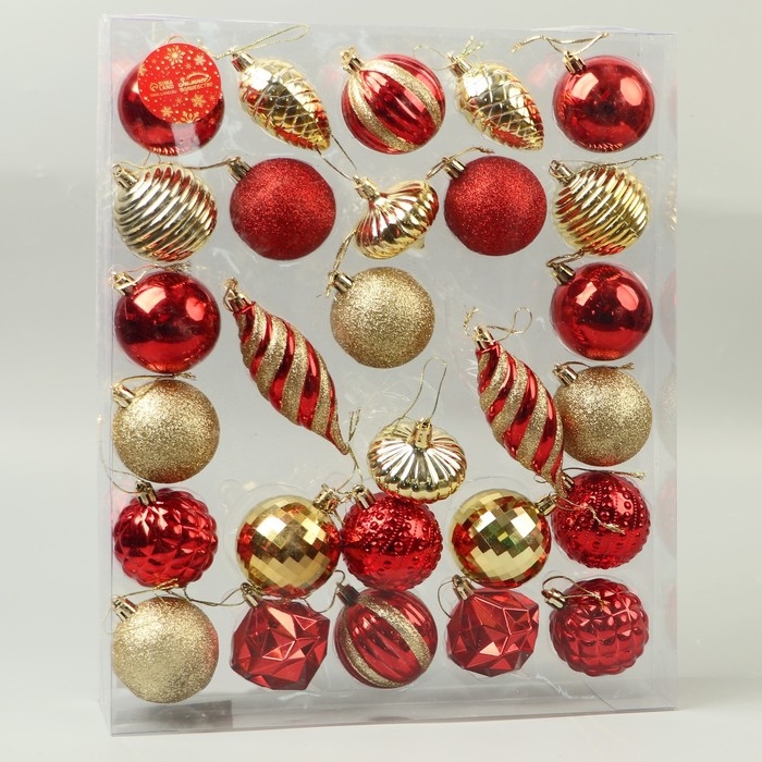 Набор украшений пластик 28 шт "Феерия" красно-золотой