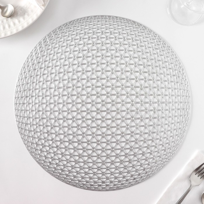 Салфетки сервировочные на стол Доляна &laquo;Сфера&raquo;, d=35,5 см, 4 шт, цвет серебро