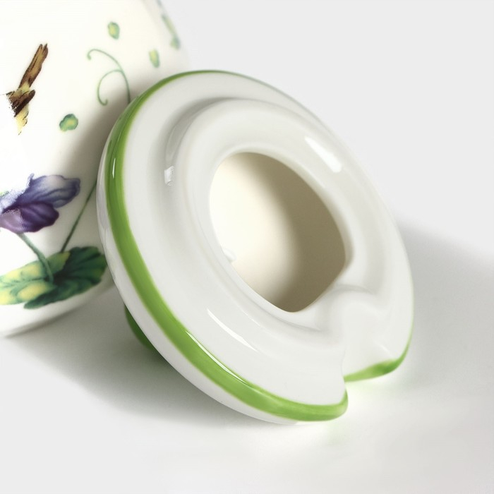 Сахарница фарфоровая с ложкой Доляна &laquo;Зелёный сад&raquo;, 320 мл, 10&times;9 см