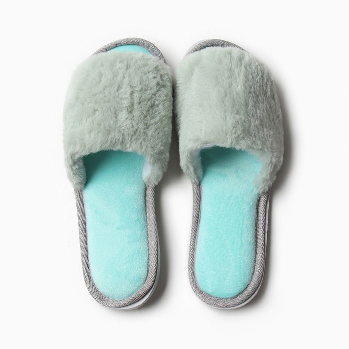 Тапочки женские с открытым носом размер 40-41, цвет мята Тапочки женские с открытым носом размер 40-41, цвет мята