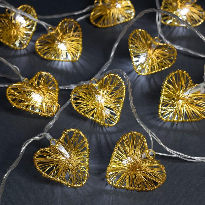 Гирлянда «Нить» 4 м с насадками «Сердце проволока», IP20, прозрачная нить, 20 LED, свечение тёплое белое, 8 режимов, 220 В Гирлянда «Нить» 4 м с насадками «Сердце проволока», IP20, прозрачная нить, 20 LED, свечение тёплое белое, 8 режимов, 220 В