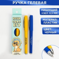 Ручка прикол гелевая черная паста &laquo;Когда сдал ЕГЭ&raquo;, 2 шт.