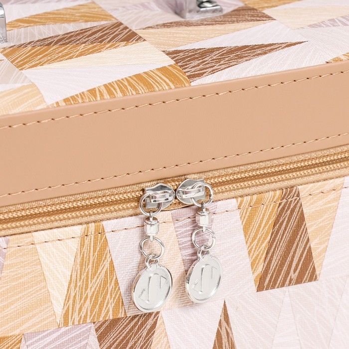 Шкатулка кожзам с зеркалом Шкатулка кожзам с зеркалом "Треугольники. Беж" н-р 3 шт 18х10х12,5 21х13х15,5 23х15х18,5 см