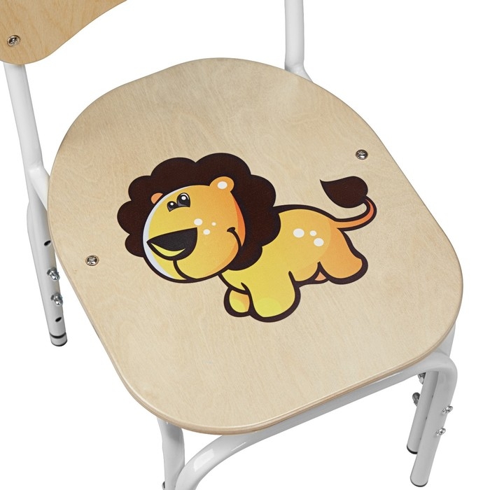 Стул детский регулируемый Яшка гр.1-3 с рисунком Лев, Кремовый белый