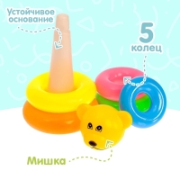 Пирамидка &laquo;Мишка&raquo;, 5 колец