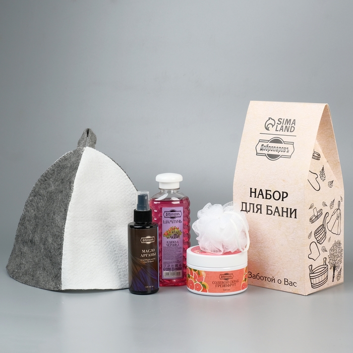 Подарочный набор Подарочный набор "5 в 1" Скраб, шампунь, спрей, шапка комбинированная, мочалка белая