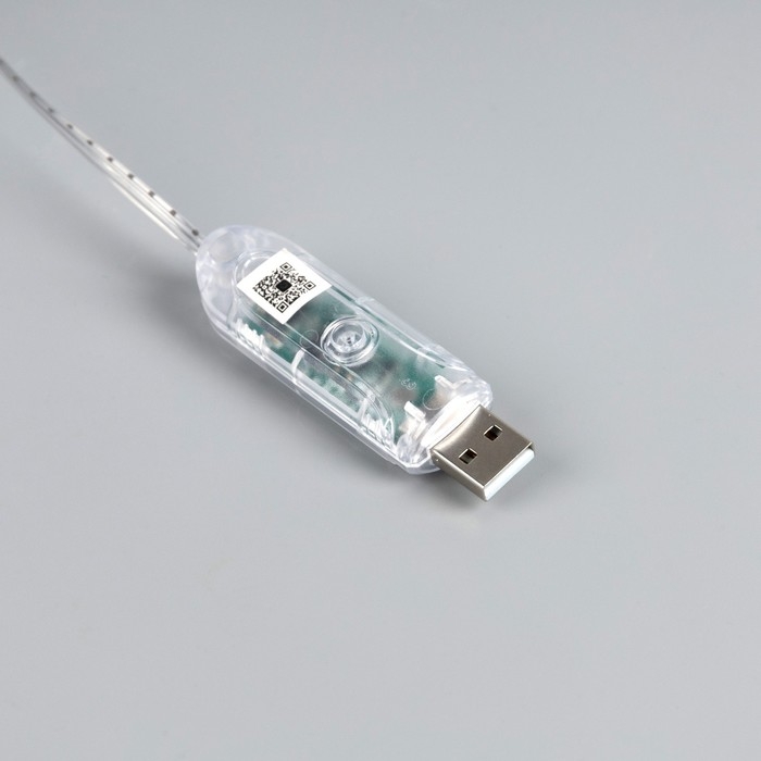 Умная гирлянда &laquo;Конский хвост&raquo; 10 нитей по 1.5 м роса, IP20, серебристая нить, 150 LED, пульт ДУ, приложение, свечение RGB, USB