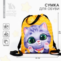 Мешок для обуви &laquo;Малыш котёнок&raquo; два вида ручек, 30 х 40 см