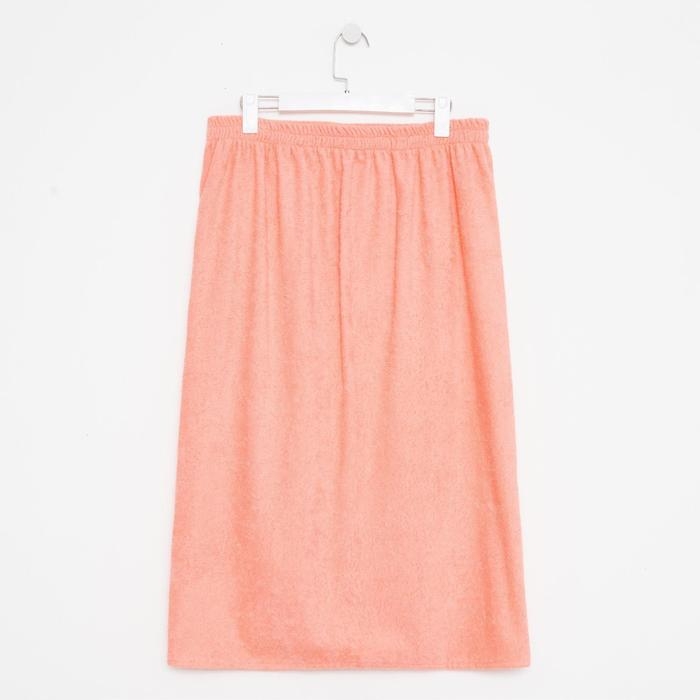 Килт женский для бани и сауны , цвет персиковый вышивка Снежинки, размер 80х150&plusmn;2 см, махра 300г/м 100% хлопок