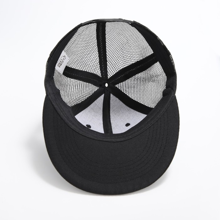 Кепка женская с прямым козырьком «Крутой», цвет чёрный, сетка, р-р 56, с бусами Кепка женская с прямым козырьком «Крутой», цвет чёрный, сетка, р-р 56, с бусами