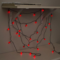 Гирлянда &laquo;Нить&raquo; 5 м с насадками &laquo;Шарики красные&raquo;, IP20, тёмная нить, 30 LED, свечение красное, 8 режимов, 220 В