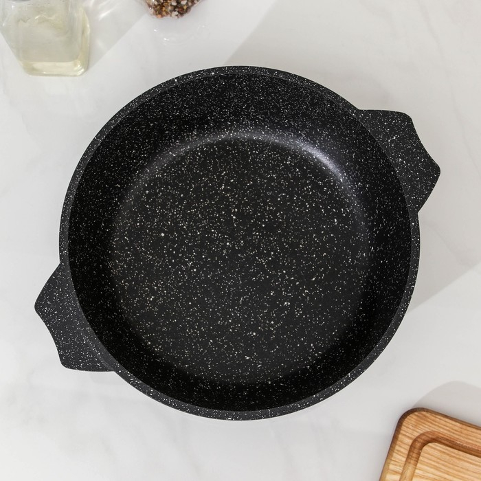 Жаровня &laquo;Гранит Black&raquo; Induction Pro, 3 л, d=28 см, стеклянная крышка, антипригарное покрытие, индукция, цвет чёрный