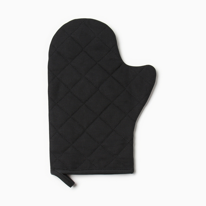 Варежка-прихватка Доляна "Душевная кухня" цв.черный 20х28см, рогожка, 100% х/л