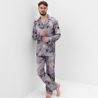 Пижама мужская (рубашка и брюки) KAFTAN "Дракон" размер 48, серый