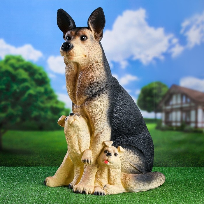 Садовая фигура Садовая фигура "Овчарка с щенками большая" 45х37х71см