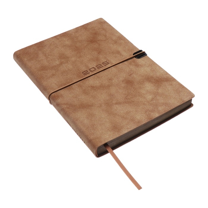 Ежедневник датированный 2025 года, А5, 176 листов ESCALADA, мягкая обложка из искусственной кожи, блинтовое тиснение, ляссе, блок 70 г/м2, бежевый