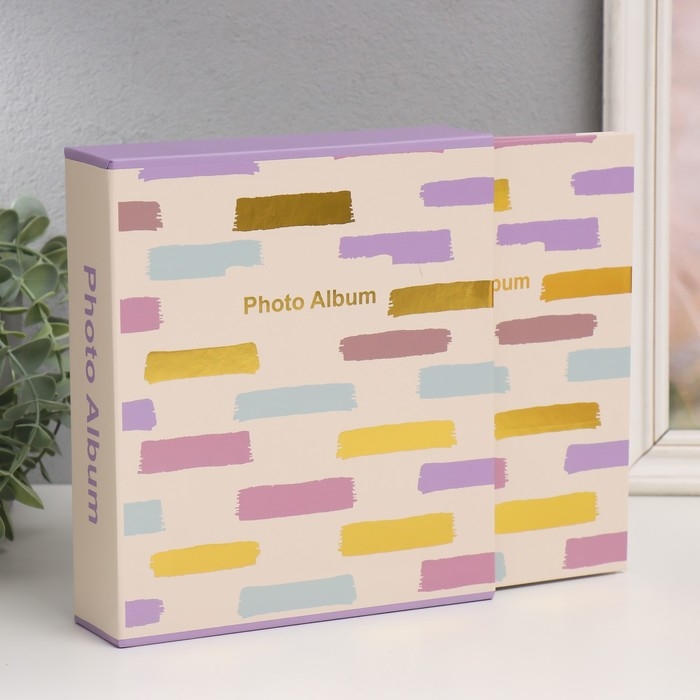 Фотоальбом на 100 фото 13х18 см "Яркие мазки" в коробке МИКС 5,5х18х20 см