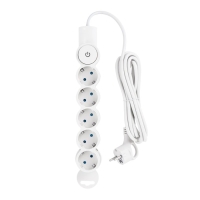 Сетевой фильтр, 5 гнезд, 3м, с/з, со шторками, с выкл, 2200Вт, 10А, бел, 32576 5, duwi