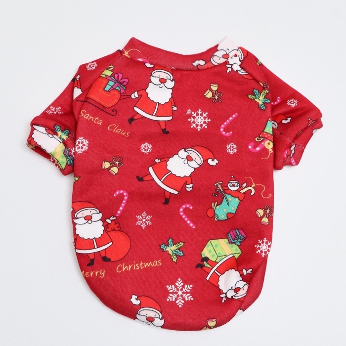 Новый год. Кофта новогодняя для животных Новый год. Кофта новогодняя для животных "Подарки", размер M, красный (ДС 30, ОШ 26, ОГ 38 см)