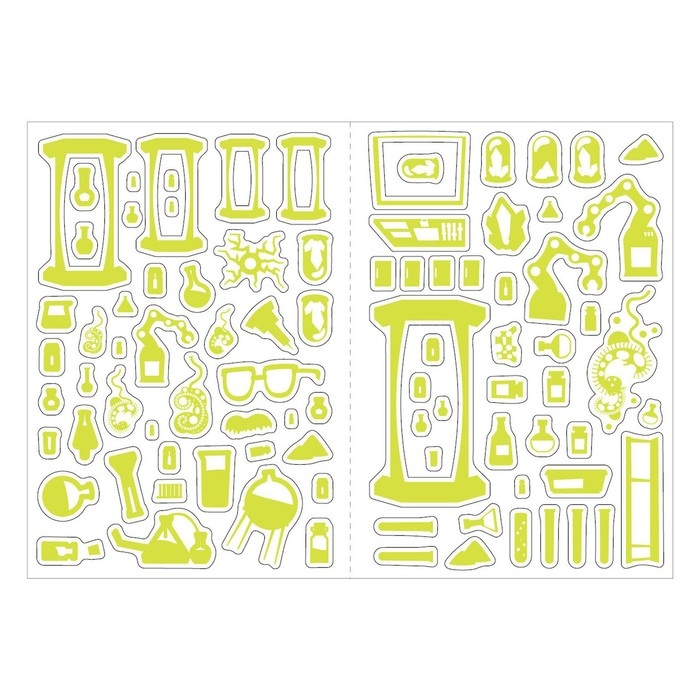 Книга &laquo;Безумная лаборатория&raquo;, со светящимися наклейками, 90 наклеек, 4 стр.