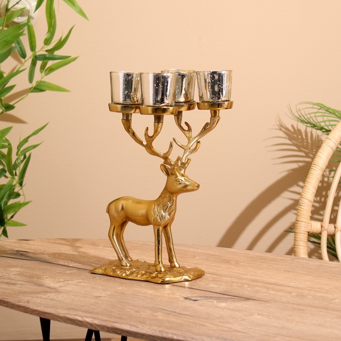 Подсвечник на 4 свечи Подсвечник на 4 свечи "Олень" алюминий 18х20х35 см
