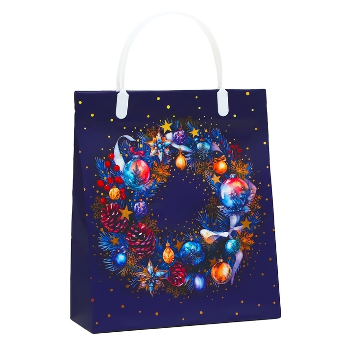 Пакет подарочный мягкий пластик Пакет подарочный мягкий пластик "С новым годом" 140 мкм Сумка 26 х 22,5 х 8,5 см