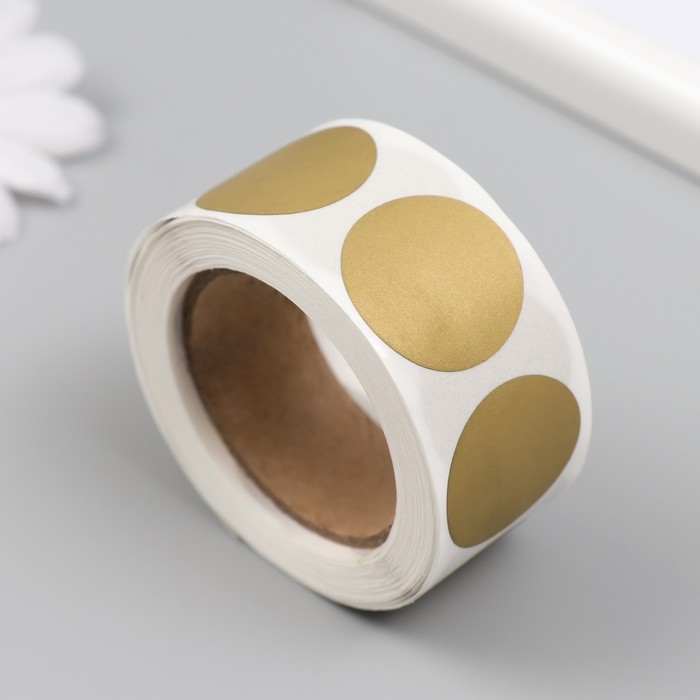 Наклейка бумага "Золотой кружочек" скретч-слой d=2,5 см 300 шт в рулоне