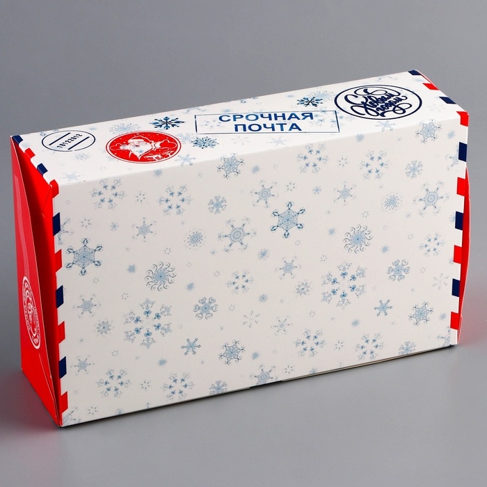 Новый год. Коробка складная, кондитерская упаковка с окном Новый год. Коробка складная, кондитерская упаковка с окном "Новогодняя почта", 25 х 15 х 7 см