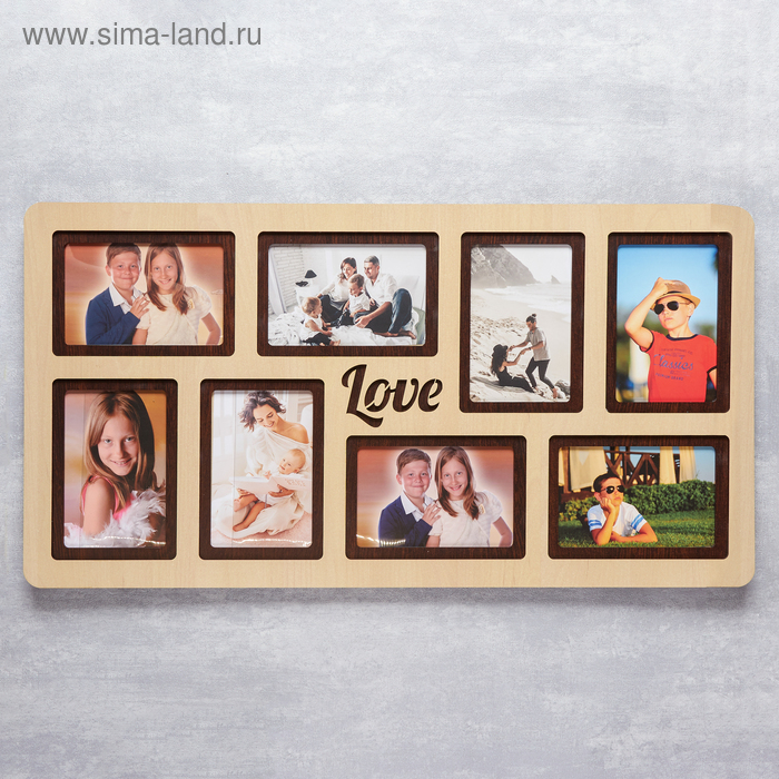 Фоторамка ЛХДФ Фоторамка ЛХДФ "Love" на 8 фото 10x15см. Размер изделия 65*34см.