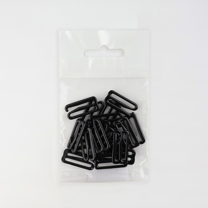 Крючок для бретелей, металлический, 20 мм, 20 шт, цвет чёрный