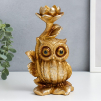 Подсвечник полистоун подставка "Филин Генрих пучеглазый с цветком" бронза 21х8,5х12 см Подсвечник полистоун подставка "Филин Генрих пучеглазый с цветком" бронза 21х8,5х12 см