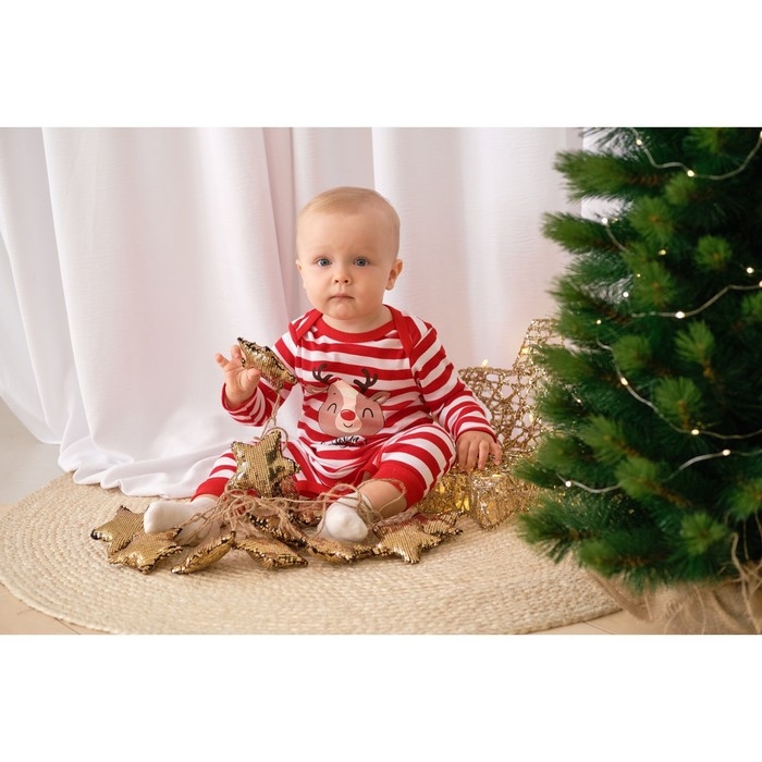 Комбинезон Крошка Я &laquo;Оленёнок&raquo;, рост 80-86 см, цвет красный/белый