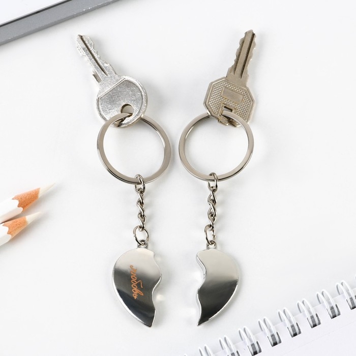 Брелок для ключей парный, &laquo;Любовь&raquo;, металл, 8 х 3 см