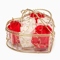 Подарочный набор мыльных бело-красных роз в шкатулке, 6 шт Подарочный набор мыльных бело-красных роз в шкатулке, 6 шт