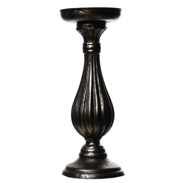 Подсвечник дерево на 1 свечу Подсвечник дерево на 1 свечу "Фердинанд" чёрный с золотой патиной 28х10,5х10,5 см