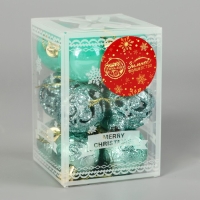 Набор шаров пластик d-4 см, 12 шт "Мелодия" орнамент, зелёный Набор шаров пластик d-4 см, 12 шт "Мелодия" орнамент, зелёный