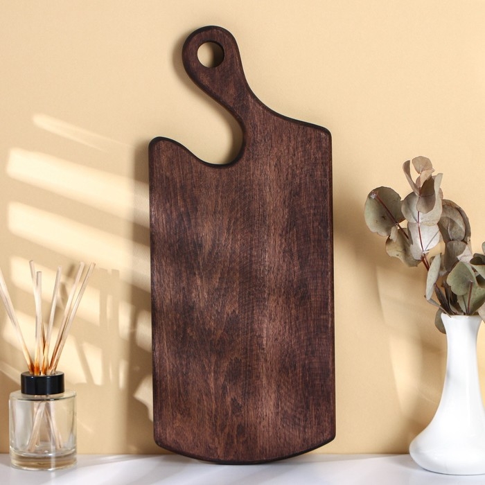 Доска разделочная деревянная для подачи с ручкой Adelica, 38&times;16&times;2 см, тёмный граб