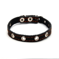 Ошейник кожаный однослойный с рифлеными люверсами, 35х1,2 см, ОШ 10-28 см, безразмерный, микс цветов