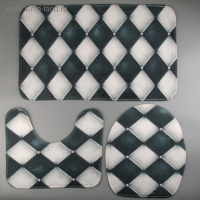 Набор ковриков для ванной и туалета Доляна &laquo;Ромбы&raquo;, 3 шт: 37&times;45, 37&times;45, 45&times;75 см