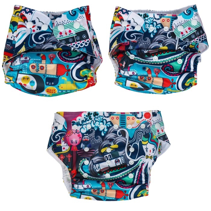 Трусики-подгузник, многоразовый &laquo;Океан&raquo; на кнопках (S,М,L), Крошка Я