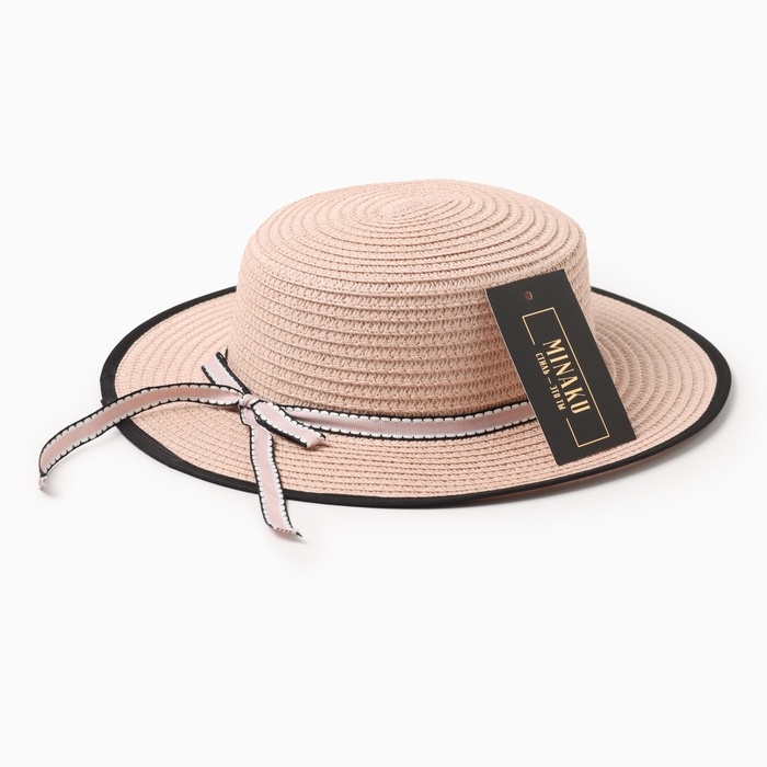 Шляпа для девочки MINAKU Шляпа для девочки MINAKU "Леди", размер 52-54, цвет розовый