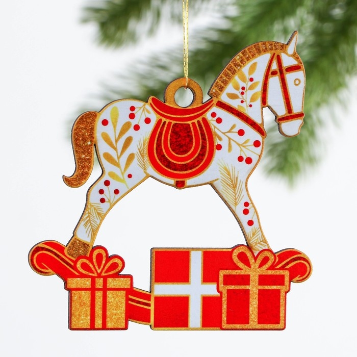 Ёлочная игрушка новогодняя &laquo;Конь&raquo;, на Новый год, 8,8 х 9,2 см