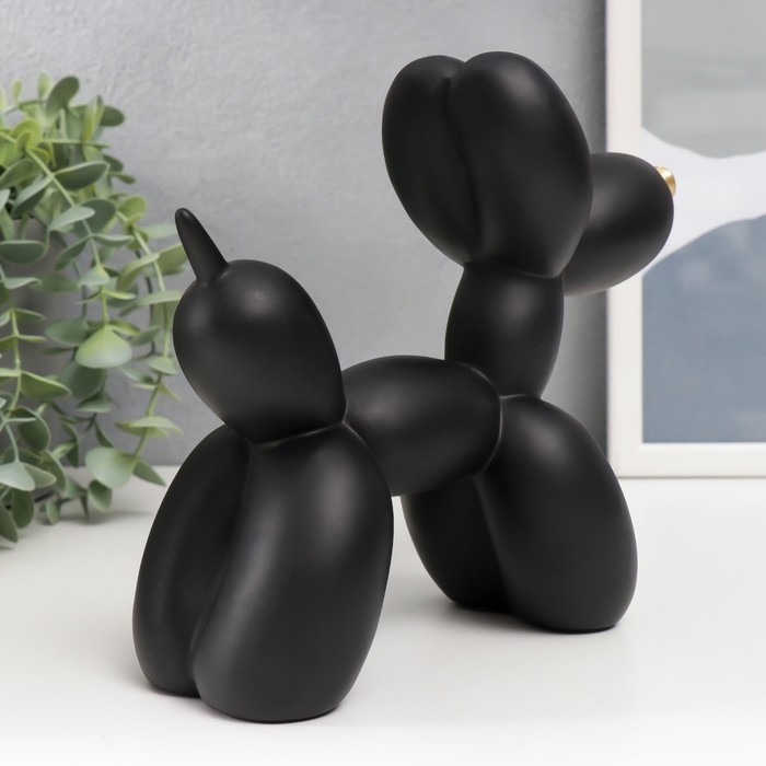 Сувенир полистоун "Воздушный шарик - собачка с золотым носиком" чёрный 7,5х20,5х17,5 см