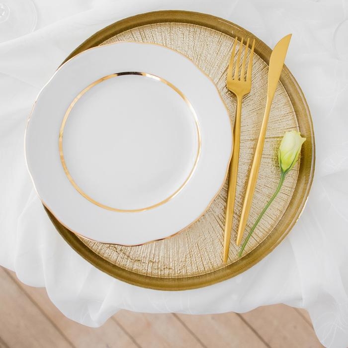 Тарелка &laquo;Оливки&raquo;, d=20 см, цвет белый с золотой отводкой