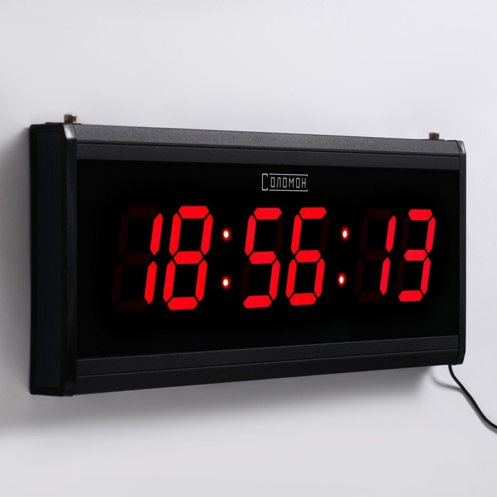 Часы настенные электронные Часы настенные электронные "Соломон", 48 x 19 x 3 см, цифры красные 7.5 х 4 см