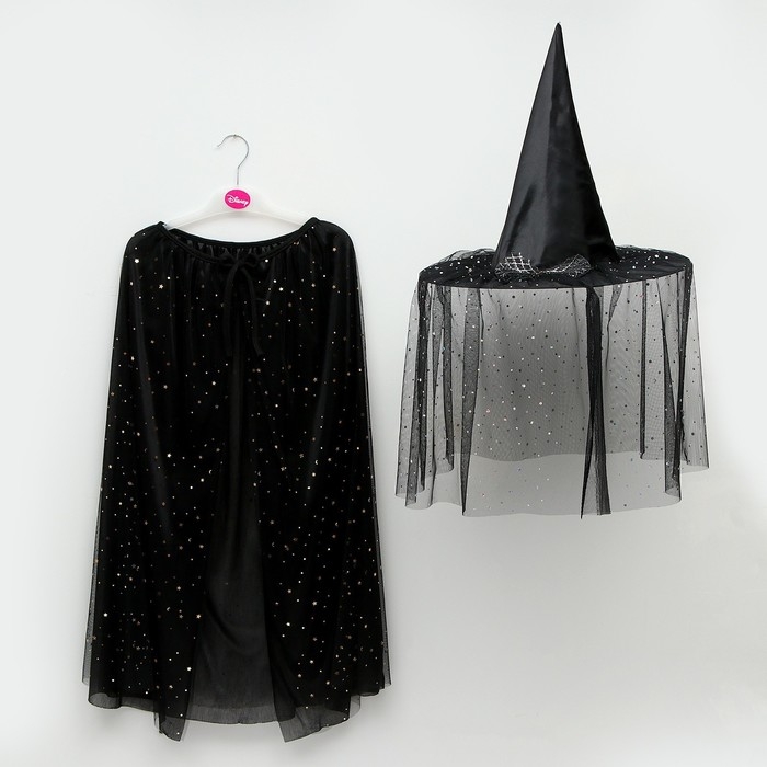 Карнавальный набор &laquo;Стильная ведьмочка&raquo;: шляпа, плащ, заколки 3 шт.