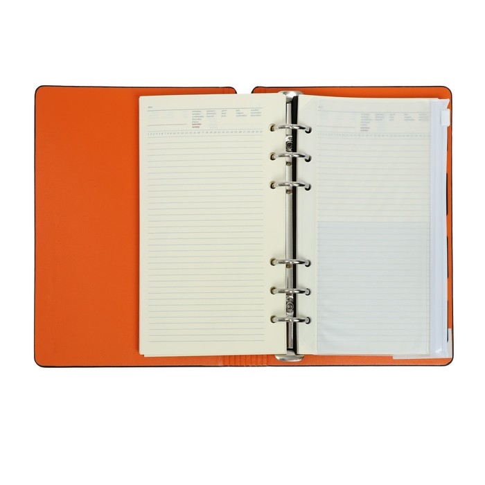 Ежедневник недатированный А5, 120 листов на кольцах FIRENZE, обложка искусственная кожа, блок 70г/м2, чёрный