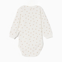 Боди с длинным рукавом, цвет бежевый/сердечки, рост 74 см